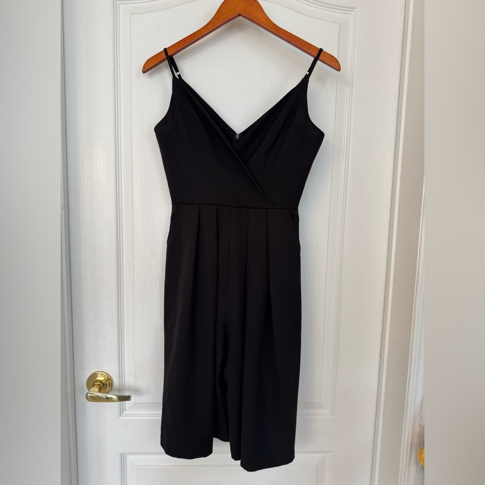 Black Sleeveless V-Neck Jumpsuit with Wide-Leg pants